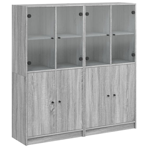 vidaXL Bücherschrank mit Türen Grau Sonoma 136x37x142 cm Holzwerkstoff