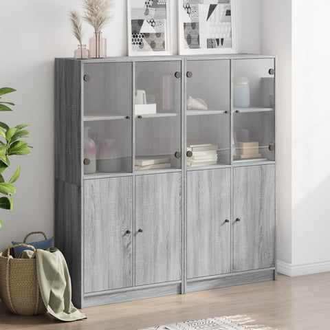 vidaXL Bücherschrank mit Türen Grau Sonoma 136x37x142 cm Holzwerkstoff