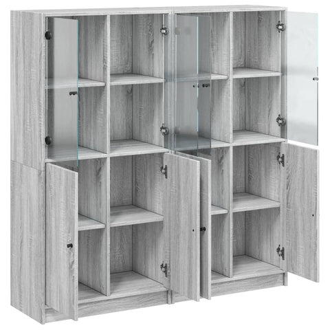 vidaXL Bücherschrank mit Türen Grau Sonoma 136x37x142 cm Holzwerkstoff