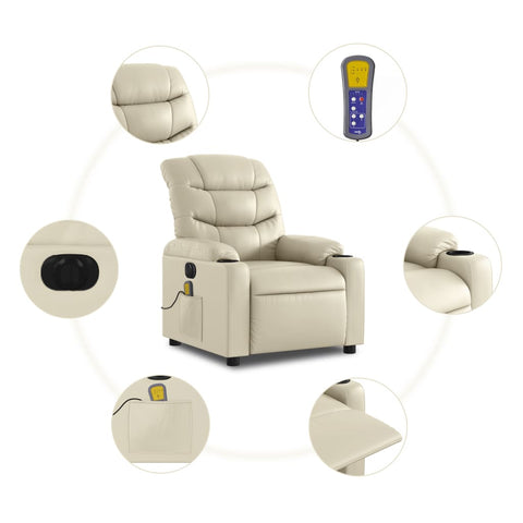 vidaXL Massagesessel Elektrisch Creme Kunstleder