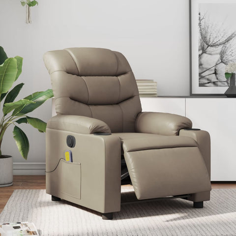 vidaXL Massagesessel Elektrisch Cappuccino-Braun Kunstleder