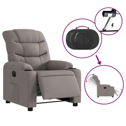 vidaXL Relaxsessel Elektrisch Taupe Stoff