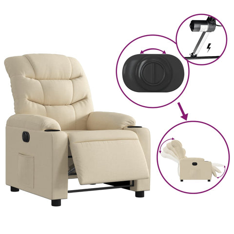 vidaXL Relaxsessel Elektrisch Creme Stoff