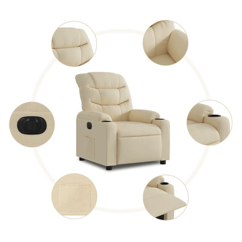 vidaXL Relaxsessel Elektrisch Creme Stoff