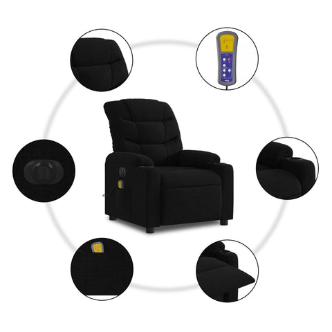 vidaXL Massagesessel Elektrisch Schwarz Stoff