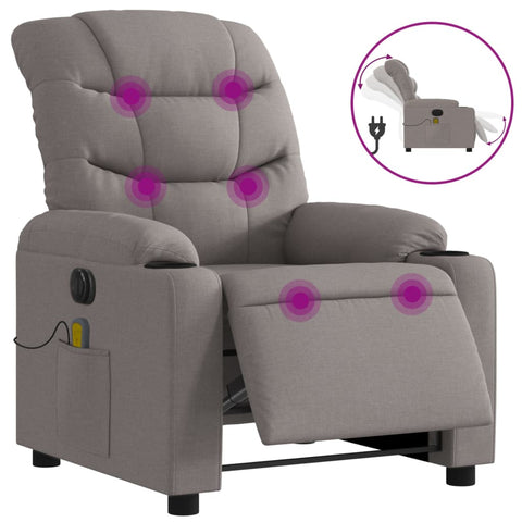 vidaXL Massagesessel Elektrisch Taupe Stoff