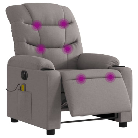 vidaXL Massagesessel Elektrisch Taupe Stoff