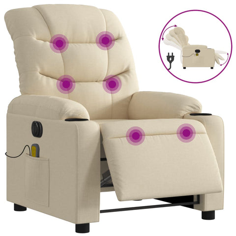 vidaXL Massagesessel Elektrisch Creme Stoff