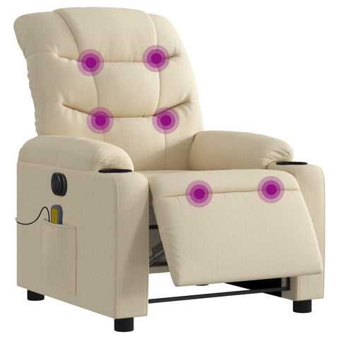 vidaXL Massagesessel Elektrisch Creme Stoff