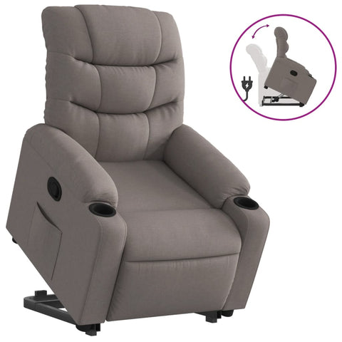 vidaXL Relaxsessel mit Aufstehhilfe Taupe Stoff