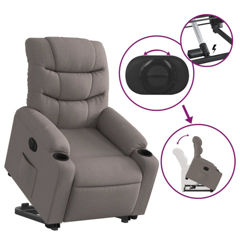 vidaXL Relaxsessel mit Aufstehhilfe Elektrisch Taupe Stoff