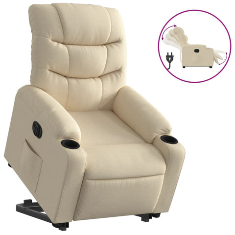 vidaXL Relaxsessel mit Aufstehhilfe Elektrisch Creme Stoff