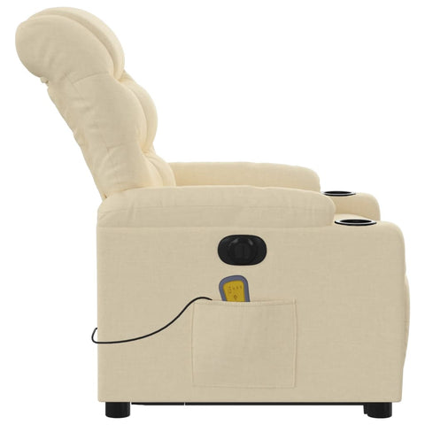 vidaXL Elektrischer Massagesessel mit Aufstehhilfe Creme Stoff