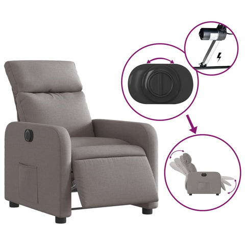 vidaXL Relaxsessel Elektrisch Taupe Stoff