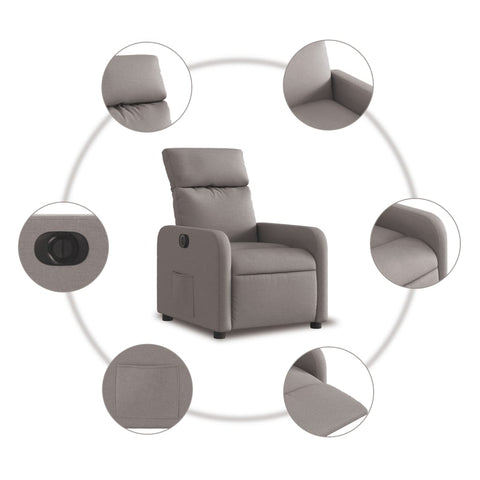 vidaXL Relaxsessel Elektrisch Taupe Stoff