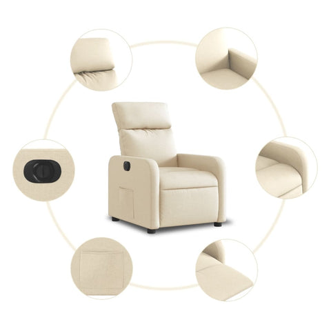 vidaXL Relaxsessel Elektrisch Creme Stoff