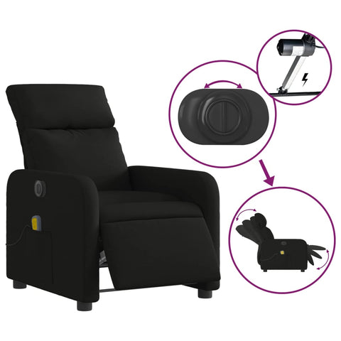 vidaXL Massagesessel Elektrisch Schwarz Stoff