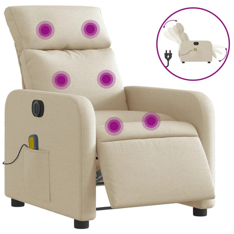 vidaXL Massagesessel Elektrisch Creme Stoff