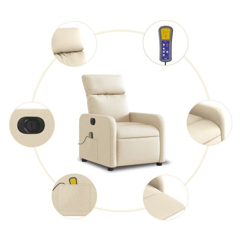 vidaXL Massagesessel Elektrisch Creme Stoff