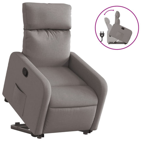 vidaXL Relaxsessel mit Aufstehhilfe Taupe Stoff