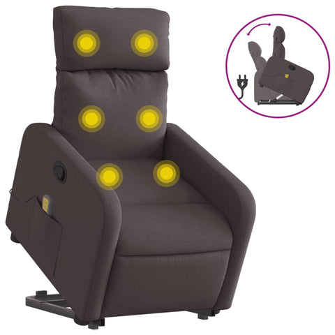 vidaXL Massagesessel mit Aufstehhilfe Dunkelbraun Stoff