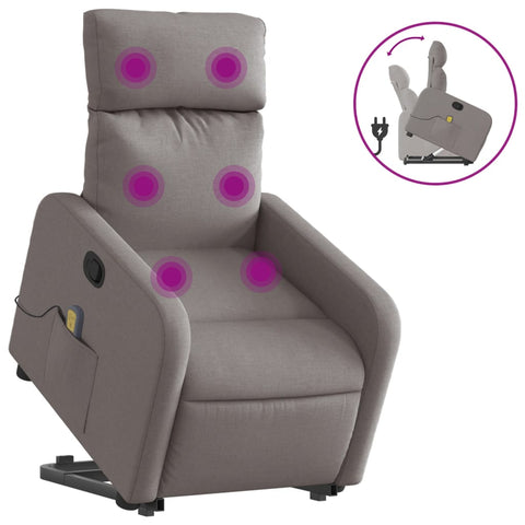 vidaXL Massagesessel mit Aufstehhilfe Taupe Stoff