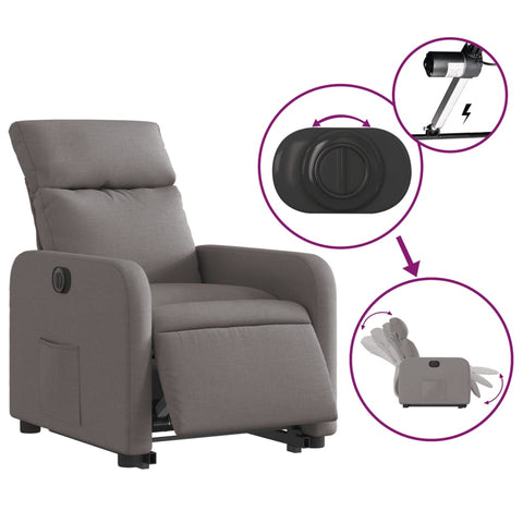 vidaXL Relaxsessel mit Aufstehhilfe Elektrisch Taupe Stoff