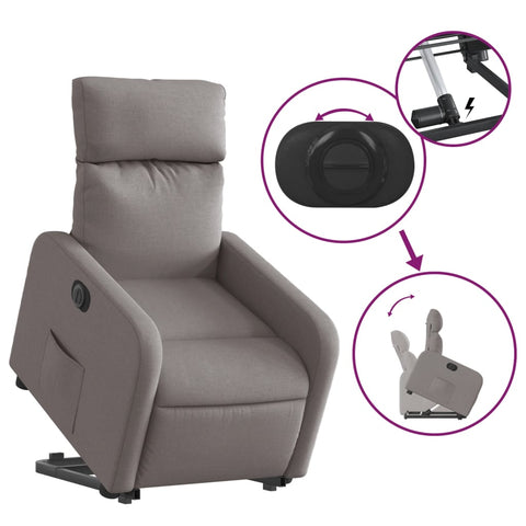 vidaXL Relaxsessel mit Aufstehhilfe Elektrisch Taupe Stoff