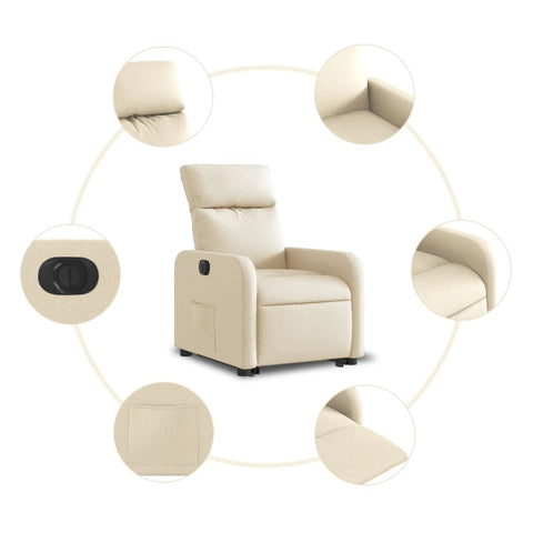 vidaXL Relaxsessel mit Aufstehhilfe Elektrisch Creme Stoff