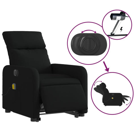 vidaXL Elektrischer Massagesessel mit Aufstehhilfe Schwarz Stoff