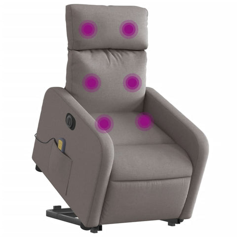 vidaXL Elektrischer Massagesessel mit Aufstehhilfe Taupe Stoff