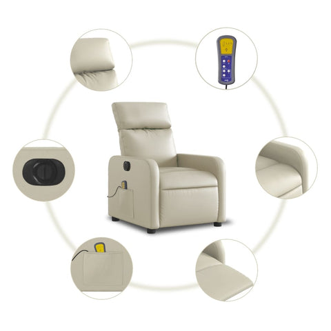 vidaXL Massagesessel Elektrisch Creme Kunstleder