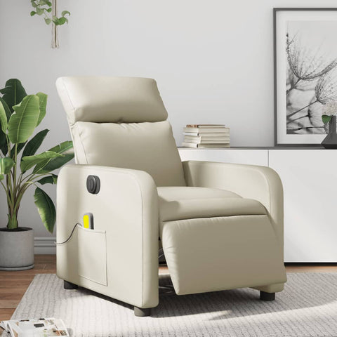 vidaXL Massagesessel Elektrisch Creme Kunstleder