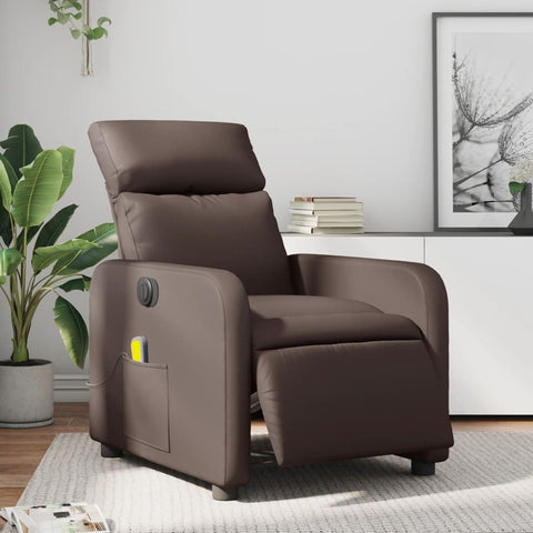 vidaXL Massagesessel Elektrisch Braun Kunstleder