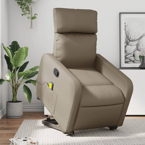 vidaXL Massagesessel mit Aufstehhilfe Cappuccino-Braun Kunstleder