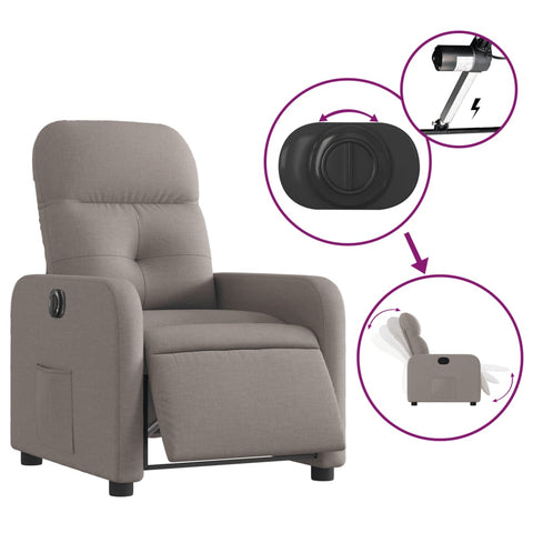 vidaXL Relaxsessel Elektrisch Taupe Stoff