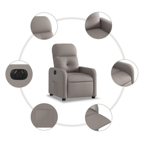 vidaXL Relaxsessel Elektrisch Taupe Stoff