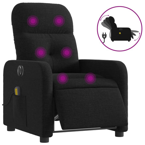 vidaXL Massagesessel Elektrisch Schwarz Stoff