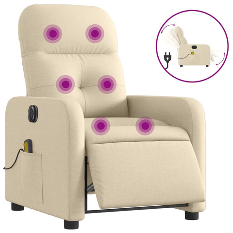 vidaXL Massagesessel Elektrisch Creme Stoff