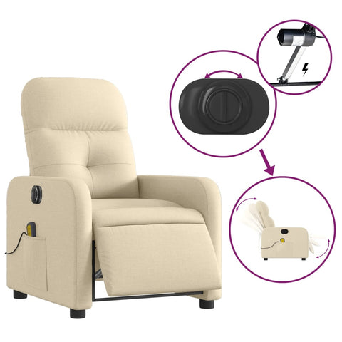 vidaXL Massagesessel Elektrisch Creme Stoff