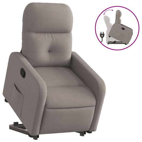 vidaXL Relaxsessel mit Aufstehhilfe Taupe Stoff