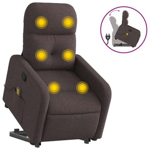 vidaXL Massagesessel mit Aufstehhilfe Dunkelbraun Stoff