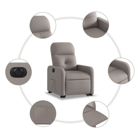 vidaXL Relaxsessel mit Aufstehhilfe Elektrisch Taupe Stoff