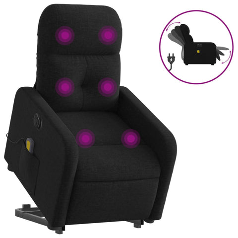 vidaXL Elektrischer Massagesessel mit Aufstehhilfe Schwarz Stoff