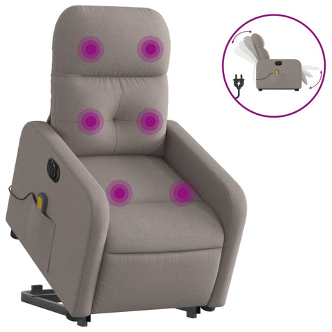 vidaXL Elektrischer Massagesessel mit Aufstehhilfe Taupe Stoff