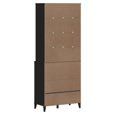 vidaXL Highboard VIKEN Schwarz 80x40x200 cm Massivholz Kiefer