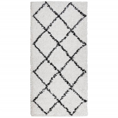 hocami - Teppich Shaggy Hochflor Modern Creme und Schwarz 100x200 cm - teppich-shaggy-hochflor-modern-creme-und-schwarz-100x200-cm - 