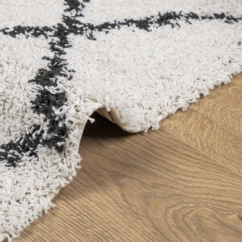 hocami - Teppich Shaggy Hochflor Modern Creme und Schwarz 100x200 cm - teppich-shaggy-hochflor-modern-creme-und-schwarz-100x200-cm - 