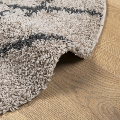 hocami - Teppich Shaggy Hochflor Modern Beige und Anthrazit Ø 100 cm - teppich-shaggy-hochflor-modern-beige-und-anthrazit-o-100-cm - 