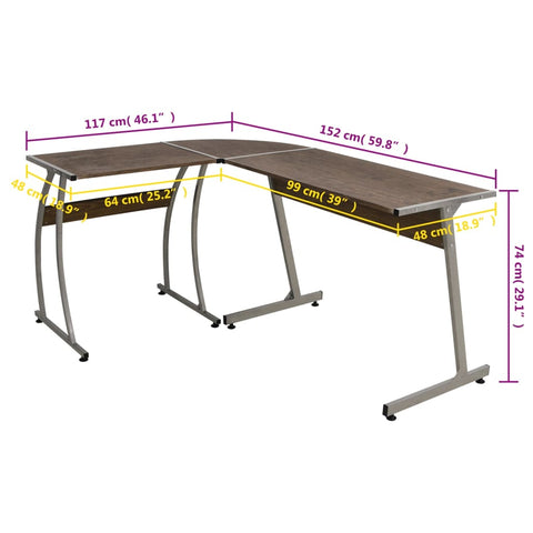 vidaXL Eckschreibtisch Braun Holzwerkstoff